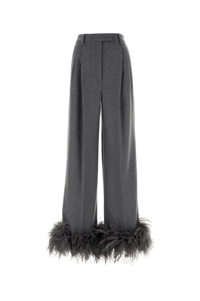 Shop Prada Woman Grey Cashmere Wide-leg Pant In Gray