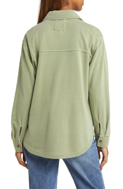 Shop Thread & Supply Longline Sweatshirt Knit Shacket In Bay Leaf