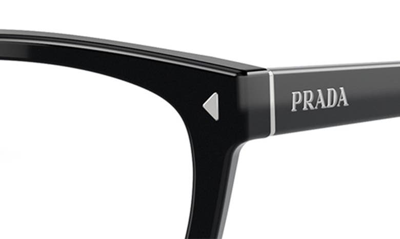 Prada 55mm Rectangular Optical Glasses In Black