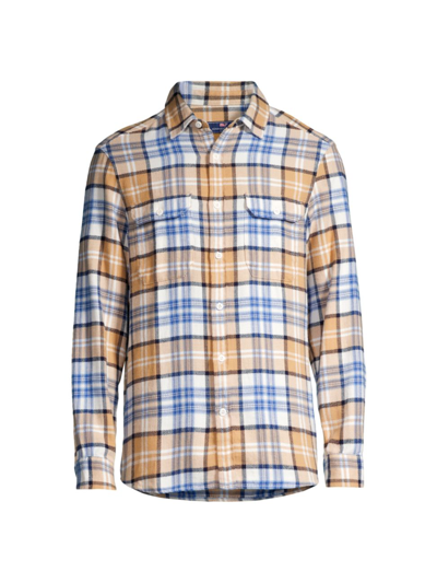 Shop Vineyard Vines Men's Twill Plaid Shirt In Toasted Almond
