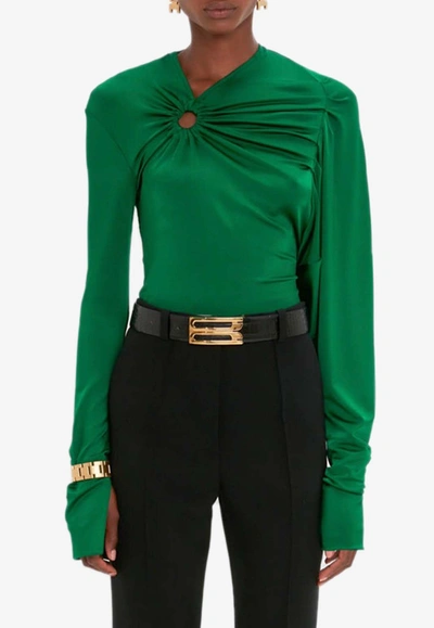 Shop Victoria Beckham Asymmetric Long-sleeved Top In Green