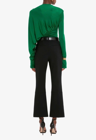 Shop Victoria Beckham Asymmetric Long-sleeved Top In Green