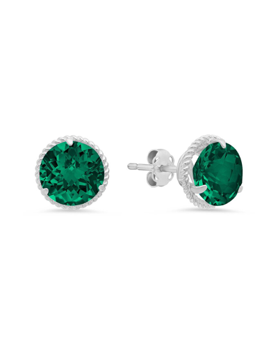 Max + Stone Maxcolor 14k 2.60 Ct. Tw. Created Emerald Halo Studs