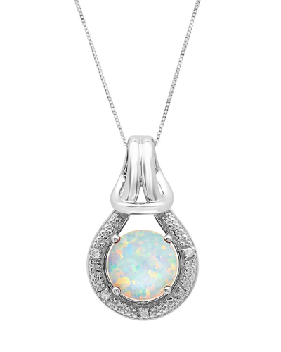 Max + Stone Maxcolor 10k 1.02 Ct. Tw. Diamond & Lab-grown Opal Pendant Necklace