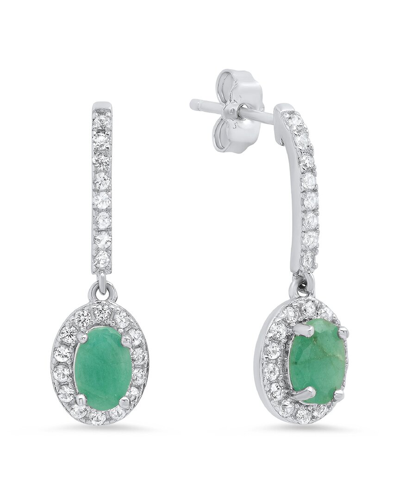 Max + Stone Maxcolor Silver 0.50 Ct. Tw. Genuine Emerald Drop Earrings