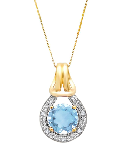 Max + Stone Maxcolor 10k 2.60 Ct. Tw. Diamond & Blue Topaz Pendant Necklace
