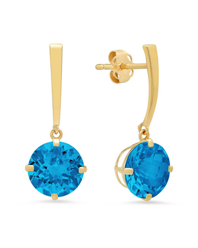 Max + Stone Maxcolor 14k 3.90 Ct. Tw. Blue Topaz Drop Earrings