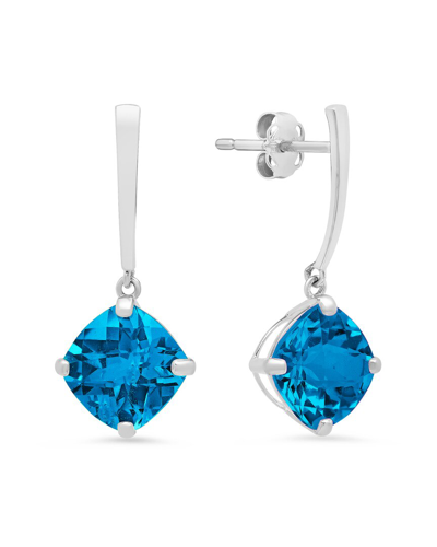 Max + Stone Maxcolor 14k 4.20 Ct. Tw. Blue Topaz Drop Earrings