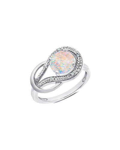 Max + Stone Maxcolor 10k 1.02 Ct. Tw. Diamond & Lab-grown Opal Eternity Ring