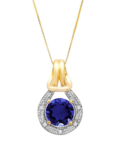 Max + Stone Maxcolor 10k 2.44 Ct. Tw. Diamond & Lab-grown Blue Sapphire Pendant Necklace