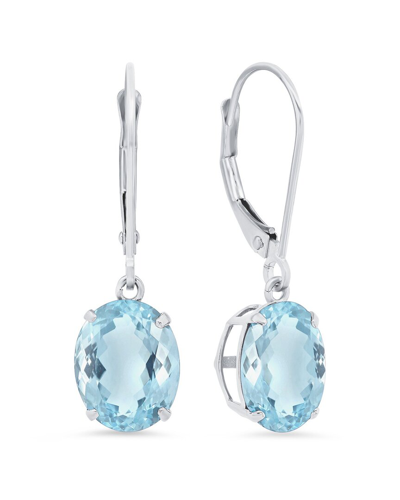 Max + Stone Maxcolor Silver 4.00 Ct. Tw. Aquamarine Dangle Earrings