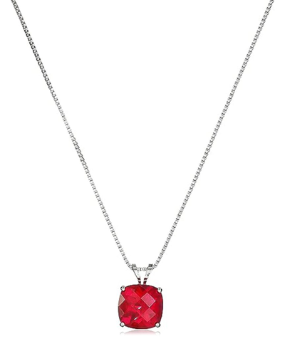Max + Stone Maxcolor Silver 1.10 Ct. Tw. Lab-grown Ruby Pendant Necklace