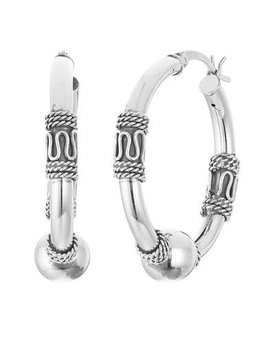 Max + Stone Maxcolor Silver Balinese Beaded Hoops