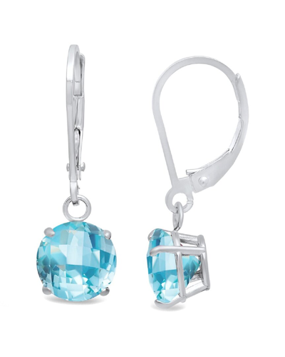 Max + Stone Maxcolor Silver 4.00 Ct. Tw. Blue Topaz Dangle Earrings