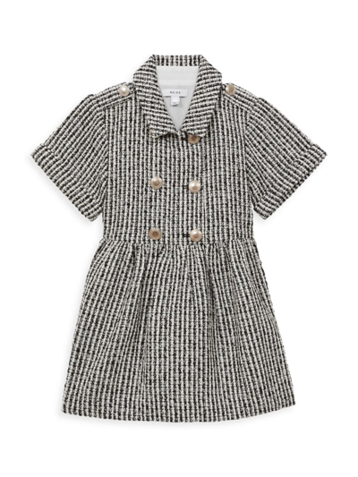 Shop Reiss Little Girl's & Girl's Junip Tweed Dress In Navy