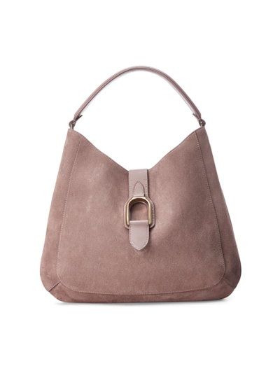 Shop Ralph Lauren Women's Medium Welington Suede Shoulder Bag In Mauve