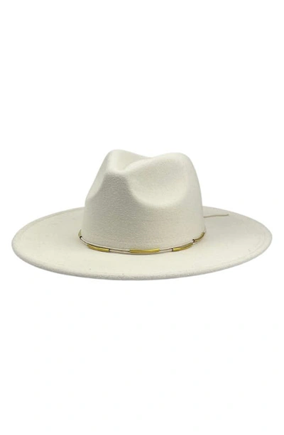 Shop Marcus Adler Metal Trim Felt Fedora In Ivory