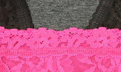 Shop Hanky Panky Lace Brazilian Bikini Panties In Heather Granite/ Fiesta Pink