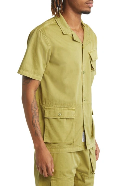 Native Youth Short Sleeve Cotton Button-up Safari Shirt In Green
