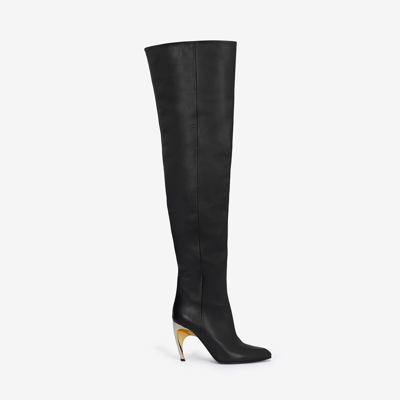 Shop Alexander Mcqueen Armadillo Thigh-high Boot In Black/silver/gold