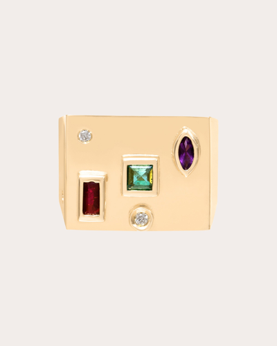 Shop Carolina Neves Women's Gemstone & 18k Gold Flat Signet Pinky Ring
