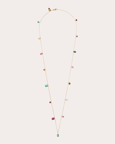 Shop Carolina Neves Women's Gemstone & 18k Gold Layered Station Necklace In Multicolor