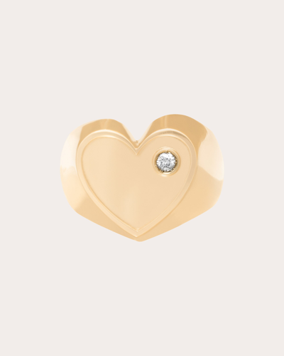 Shop Carolina Neves Women's Diamond & 18k Gold Heart Signet Pinky Ring