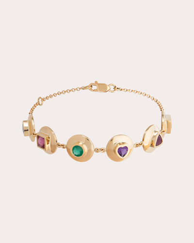 Shop Carolina Neves Women's Gemstone & 18k Gold Bezel Disc Bracelet