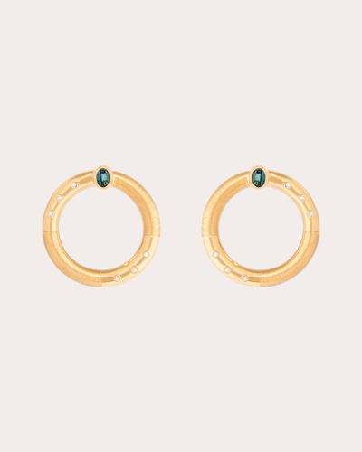 Shop Carolina Neves Women's Tourmaline & Diamond Circle Stud Earrings In Gold