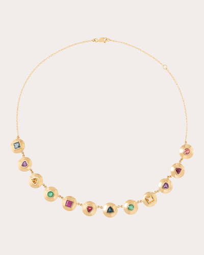 Shop Carolina Neves Women's Gemstone & 18k Gold Bezel Disc Necklace