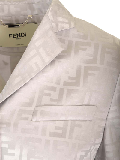 Shop Fendi Crepe Satin Blazer In White