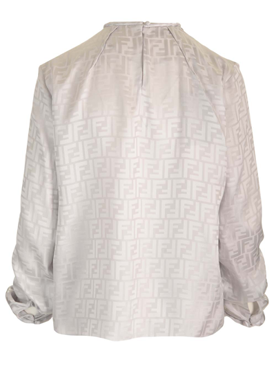 Shop Fendi Ff Motif Long-sleeved Blouse In White
