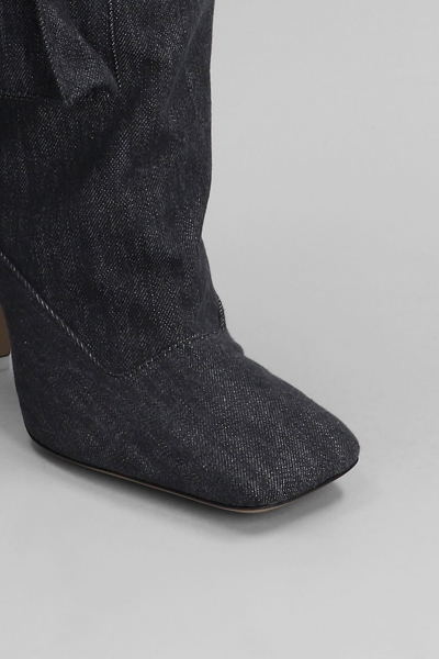 Shop Attico Sienna Boots In Grey Denim