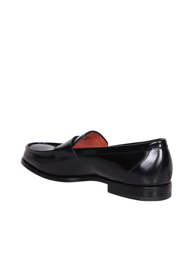 Shop Santoni Glossy Leather Black Loafer
