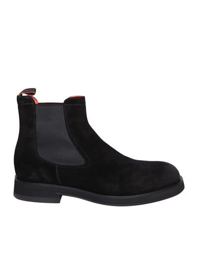 Shop Santoni Elastic Details Black Ankle Boot