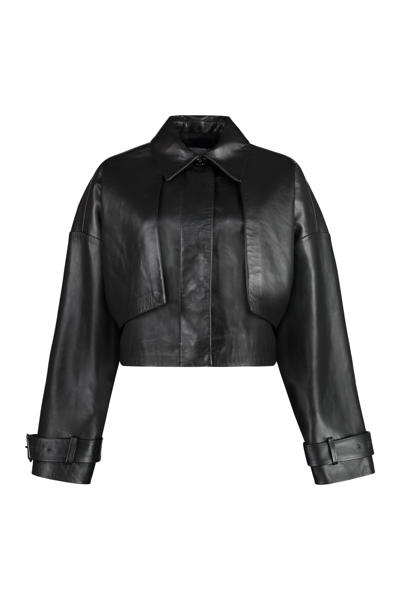 Shop Calvin Klein Leather Jacket In Black