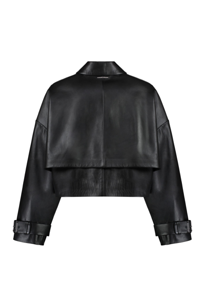 Shop Calvin Klein Leather Jacket In Black