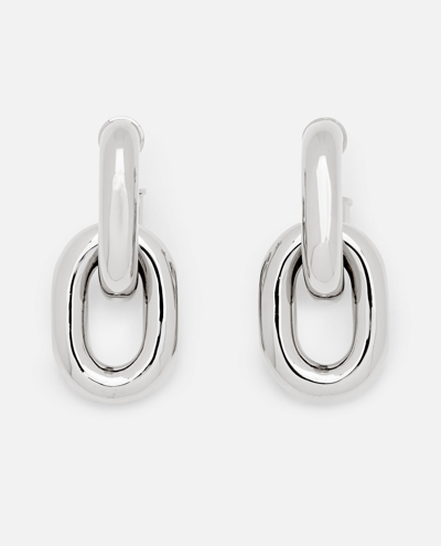 Shop Rabanne Xl Link Double Hoop Earrings In Silver
