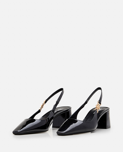 Shop Versace Patent Leather Slingback In Black