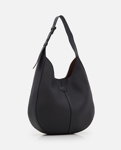 Shop Tod's Small Hobo Leather Bag In Black