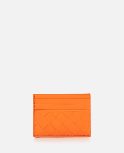 Shop Bottega Veneta Intrecciato Classic Cardholder In Orange