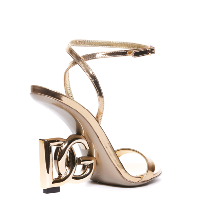 Shop Dolce & Gabbana Dg Logo Pump Sandals In Gold