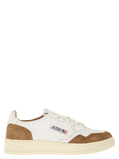 Shop Autry Medalist Low - Sneakers In Goatskin And Suede In White/caramel