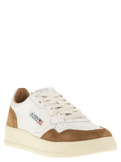 Shop Autry Medalist Low - Sneakers In Goatskin And Suede In White/caramel