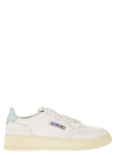 Shop Autry Medalist Low - Leather Sneakers In White/light Blue