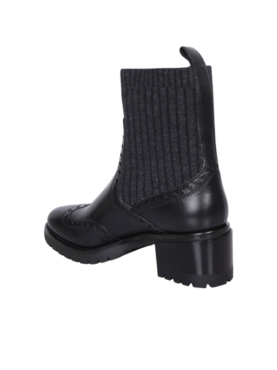 Shop Santoni Low Heel Brogue Black Boot