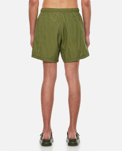 Alexander Mcqueen Green Dots Skull Swim Shorts In Green