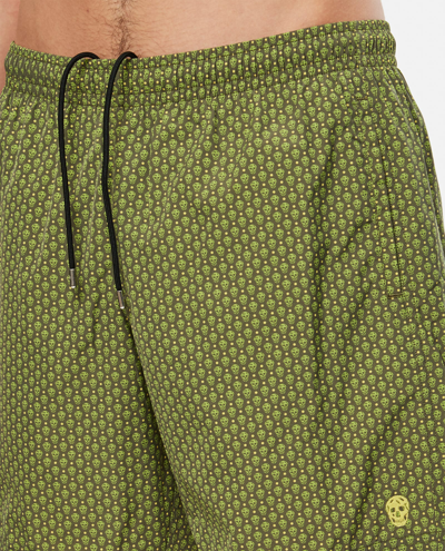 Shop Alexander Mcqueen Dots Skull Swimshorts In Green