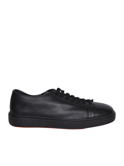 Shop Santoni Cleanic Black Sneakers