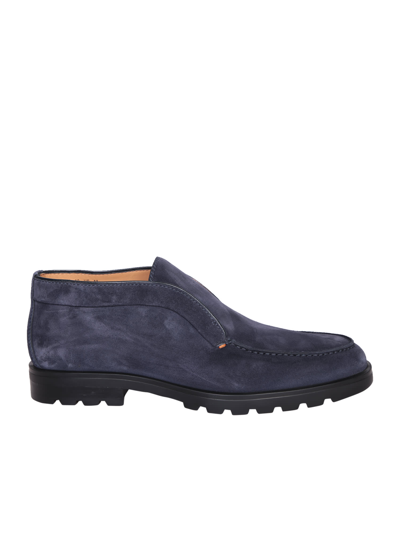 Shop Santoni Suede Blue Ankle Boots
